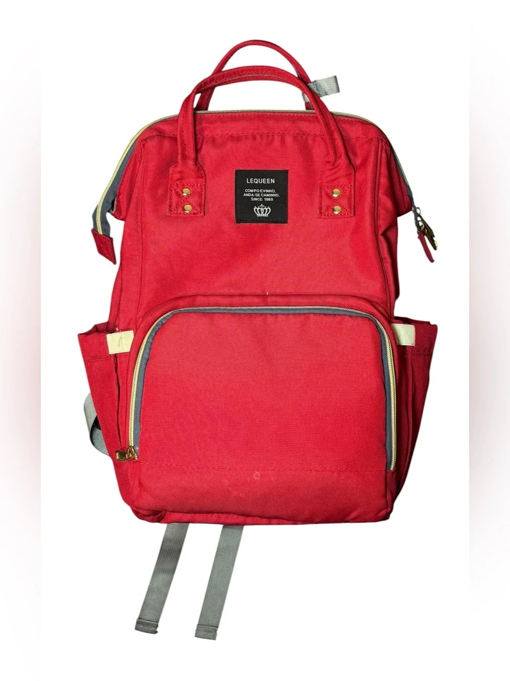 LeQueen Red Diaper Backpack Multi Pocket Baby Travel Bag